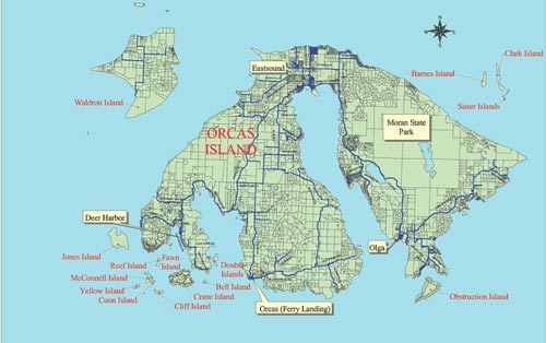 Map of Orcas island